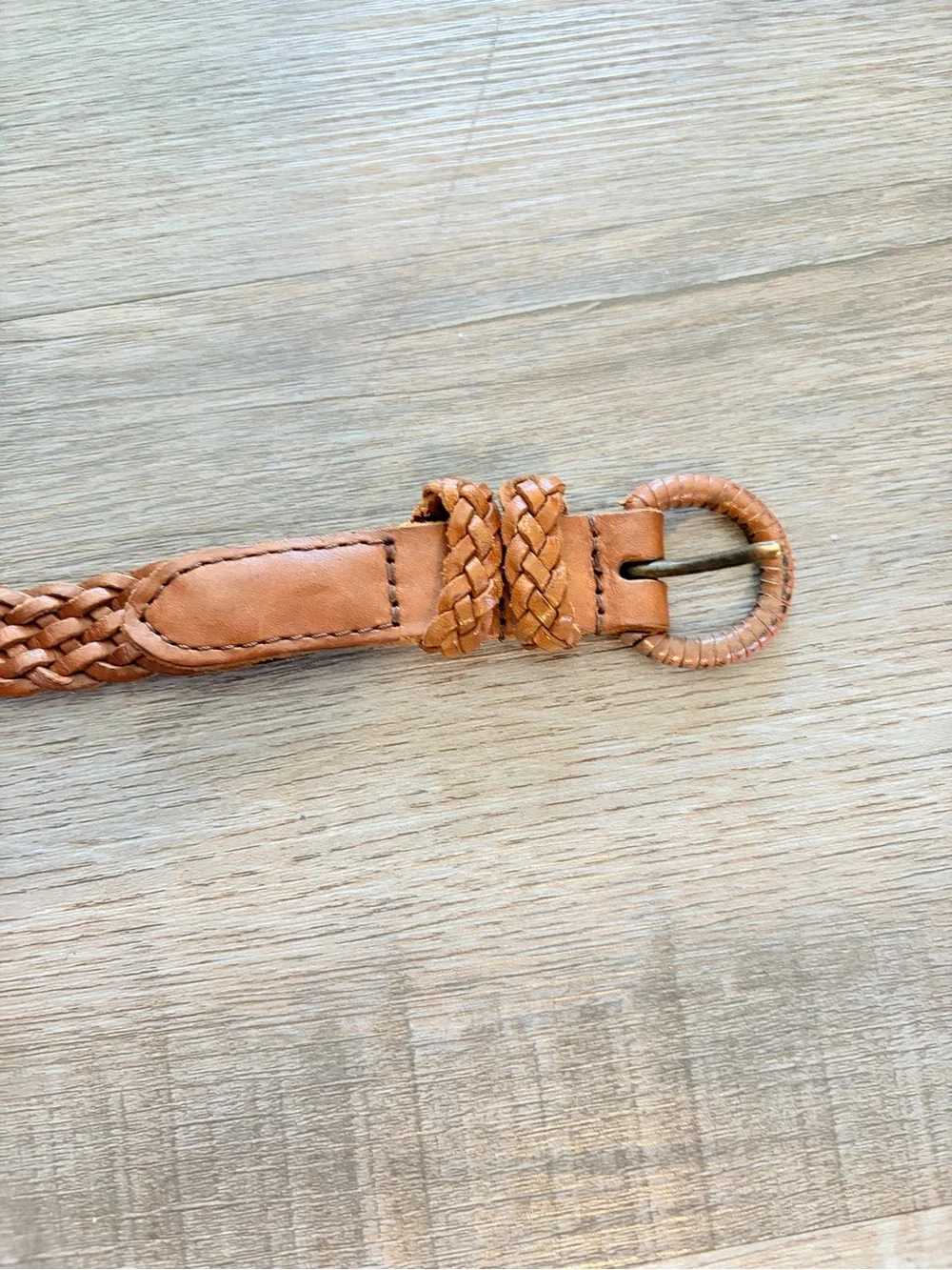 Braided brown leather Belt - 46 inches